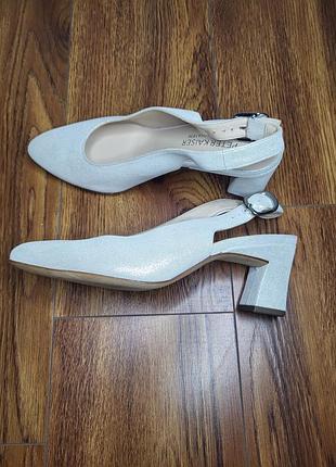 Туфли peter kaiser оригинал 38 размер кожаные серебристые slingback