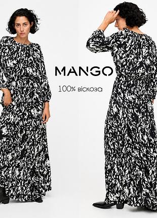 Mango длинное платье из 100% вискозы в абстрактный принт