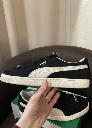 Кросівки puma suede чорні з золотом, розмір 44