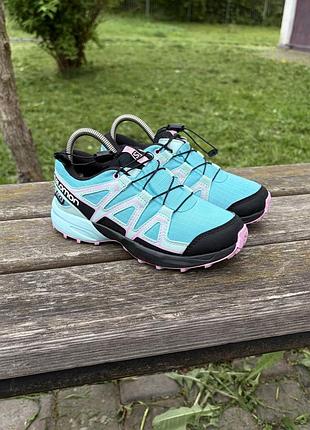 Salomon speedcross cswp j кросівки трек хайк мембрана трейл бірюзові мембрана водонепроникні 412875