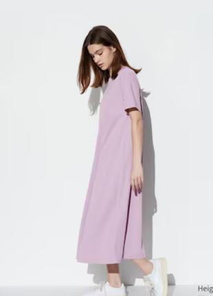 Платье-футболка uniqlo нежного лавандового оттенка  100% хлопок