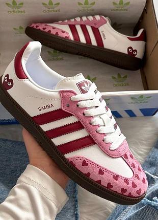 Кросівки жіночі adidas samba x comme des garçons play white pink