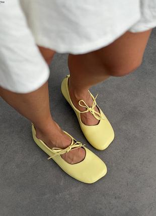 Жіночі анатомічні балетки barefoot жовті / масло натуральна шкіра 7702