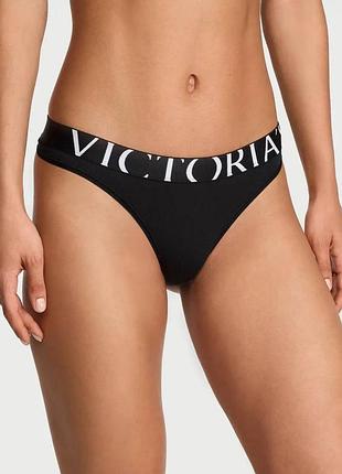 Женские трусики стринги victoria’s secret exploded logo cotton thong panty.