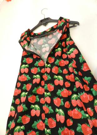 ⛔ ✅ красивый летний яркий сарафан платье с сочными клубничками волан4 фото