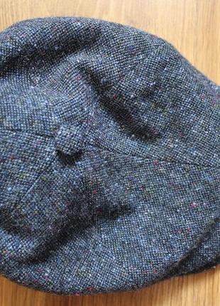 Унисекс синяя твидовая кепка восьмиклинка city sport donegal tweed (100% шерсть), размер 58