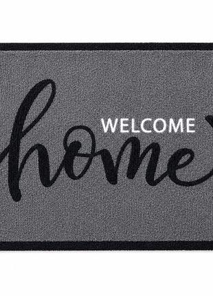 Килимок під двері welcome home антиковзкий сірий 40×60 см