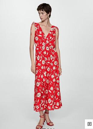 Плаття 👗 червона сукня міді в квіти mango 🥭