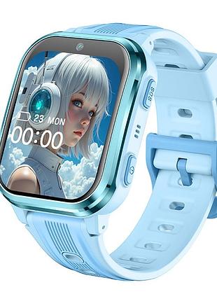 Дитячий годинник-телефон d58 з gps, sim, відеозвʼязок, play market чорний голубий