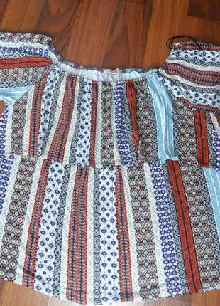 Блуза с принтом с открытыми плечами из натуральной ткани papaya