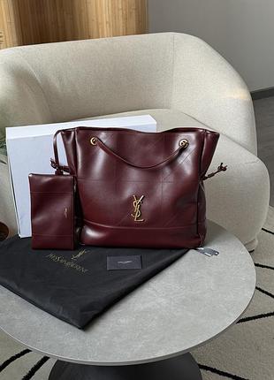 Женская сумка премиум jamie shopping leather tote bag rouge merlot