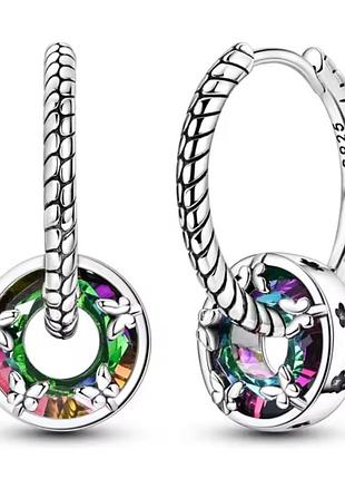 Серьги женские кольца серебряные s925 с шармами бабочки новые