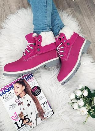 Женские ботинки timberland малиновые