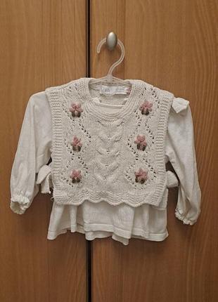 Жилетка zara, блуза hm 80р