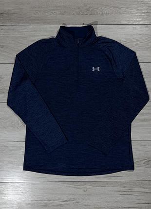 Темно синяя спортивная кофта лонгслив андер армор under armour tech 1/3 zip, l, оригинал