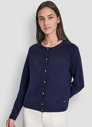Кардиган dkny на золотих гудзиках, кардиган на гудзиках темний синій, кофта довгий рукав dkny