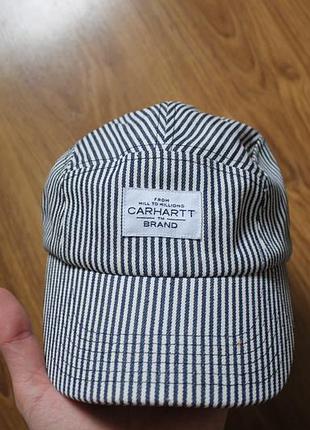 Унісекс кепка пятипанелька carhartt wip notus 5 panel з візерунком у синьо-білу смужку (arvin stripe/space)