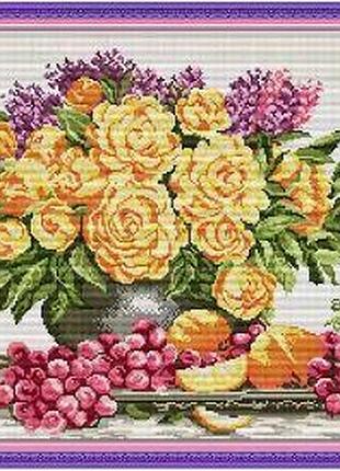 Набір для вишивання за нанесеною на канву схемою "flower gorgeous vase". aida 14ct printed , 53*42 см