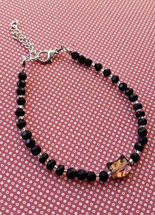 Браслет котик ручн работа стильн уникальн boho бижутерия голограф hand made этно бисер чешск хрусталь кот шарм
