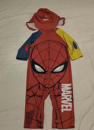 Marvel at george spider-man -красный купальник и кепка с защитой - 6- 7 лет, 116 - 122 см,