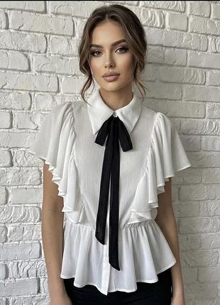 Блузка zara з рюшами і бантом