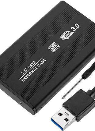 Внешний карман для hdd/ssd 2.5" sata — usb 3.0, алюминиевый корпус, до 2 тб, чёрный