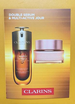 Clarins double serum & multi-active jour – подвійна сироватка та крем для обличчя для жінок (пробник)