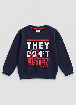 Коттоновый свитшот piazza italia для мальчика темно-синий 2-3 года (98 см) код: pit1501 213 d-blue