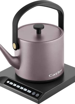 Электрочайник catler 0.6л, strix, заварник, нерж. сталь, поддержка температуры, сенс. управл., розовый