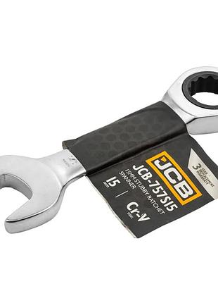 Ключ гайковий короткий з тріскачкою 15 мм jcb tools jcb-757s15