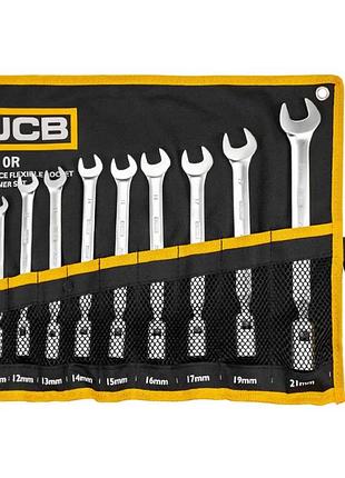 Набір ріжково-шарнірних ключів 10 пр. в чохлі (8-21 мм) | 65683 | jcb