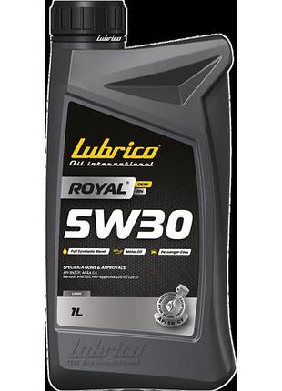 Масло моторное lubrico royal oem rn 5w30 dpf, 1л - api sn/cf, acea c4, renault rn0720