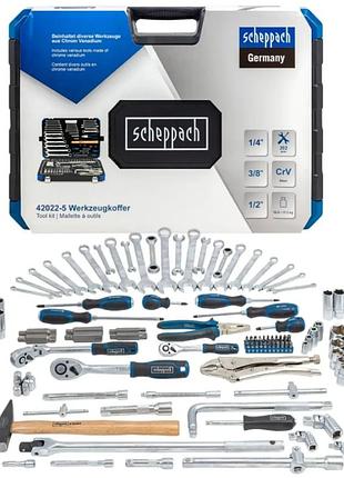 Набір інструменту комбінований 202 пр. 1/2", 1/4", 3/8" (6-гр.) | 60807 | scheppach