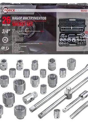 Головка ударная глубокая 3/4" 77 мм (6-гр.) | 61691 | jcb