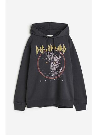 Сіра толстовка кофта худі на блискавці з капюшоном def lappard h&amp;m xs