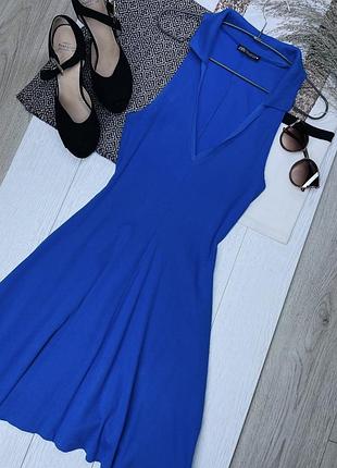 Літня сукня zara m коротке плаття в рубчик приталена сукня розкльошена