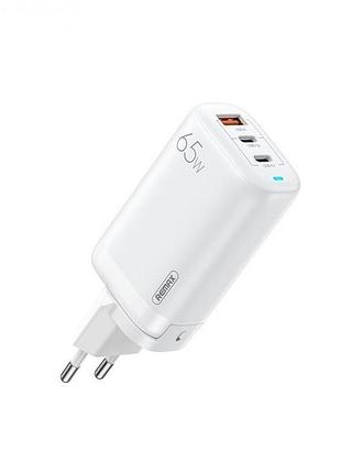 Сетевое зарядное устройство remax ligil 65w pd+qc gan белый (rp-u55)