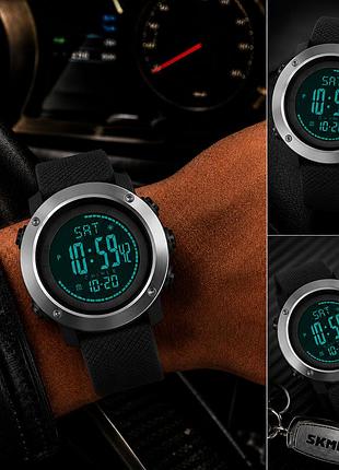 Спортивные часы skmei 1418bk black кварцевый механизм цифровой дисплей дата таймер будильник водозащита 5 atm корпус со стальной