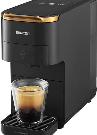 Кофеварка sencor капсульная, 1.5л, капсулы, молотый кофе, черный