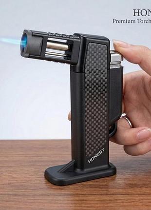 Газовая горелка honest bcz 484-1 с пьезоподжигом до 1300°c, для пайки и разжига черная