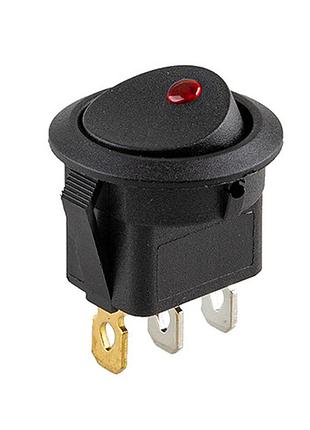 Переключатель on-off с подсветкой 12v круглый 3pin red 23*23*16мм 20a