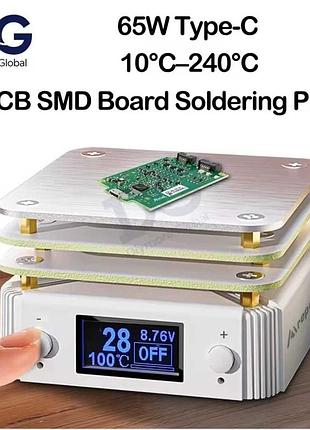 Нижний подогрев для плат пайки smd | usb type-c pd 65w 10-300°c | преднагреватель для пайки smd и led