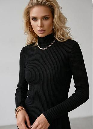 Черный гольф водолазка zara в рубчик, размер l/m
