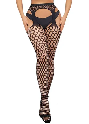 Колготки-панчохи в крупну сіточку капронові 10 д чорні one size 87531 колготи з відкритим доступом