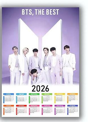 Календарь настенный к-поп bts бтс bangtan boys 42х29 см (data_0007)