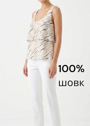 Люксова жіноча майка forever new із шовку в принт ярусний шовковий топ 100% шовк люксовий топ із шовку в принт