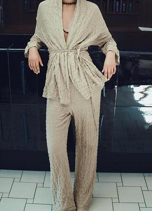 Текстуровані штани та еластичним поясом zara