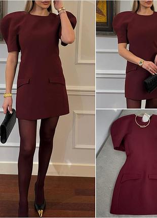 Платье zara, с короткими объемными рукавами.