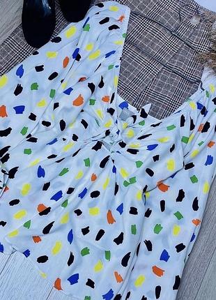 Біла блуза asos l трикотажна блуза літня блуза з об’ємними рукавами в принт