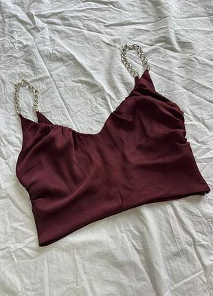 Короткий топ zara бордового кольору